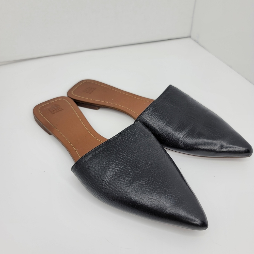 ZARA BLACK LEATHER FLAT POINTED TOE MULE SIZE 8 - Picture 3 of 8